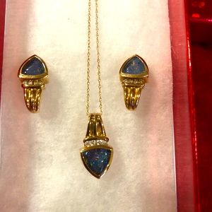 AttentionValentines! Blue Opal Necklace/Earrings